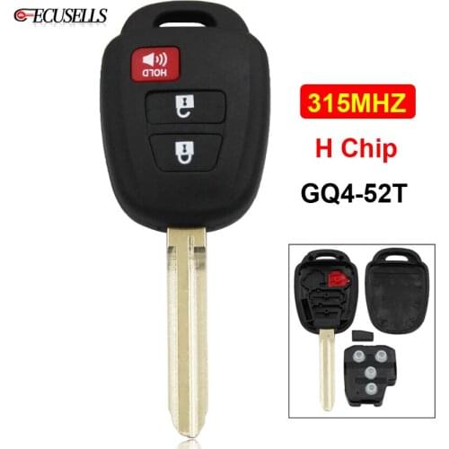 2+1/3 Button Remote Car Key Fob FCC ID: GQ4-52T 315MHZ H Chip for Toyota Highlander Tundra Sequoia Rav4 2014 - 2018 Uncut Blade