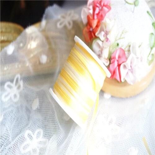 2mmX20m/roll variegated colors of 100% pure silk embroidery ribbon thin taffeta high quality silk ribbon Anya Ribbon Handcraft