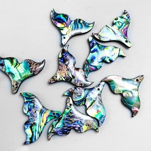 5PCS Natural Abalone Shell Fish Tail Pendants Charms Mother of Pearl Shell for DIY Jewelry Making Fishtail Seashell Gift 25*20mm