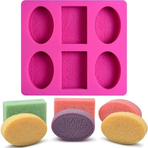6 Cavity Rectangle Oval Silicone Soap Mold Handmade Soap Making Craft for Home Bathroom Soap Forms