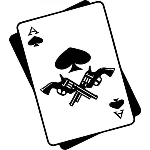 Double Gun Pattern Poker Applique High Quality Car Window Decoration Personality Pvc Waterproof Applique Black/white, 16cm*14cm