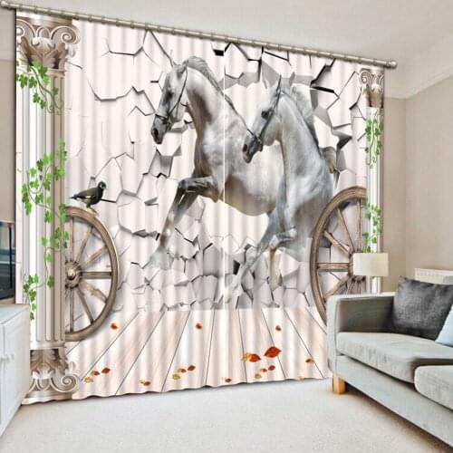 White horsr curtains