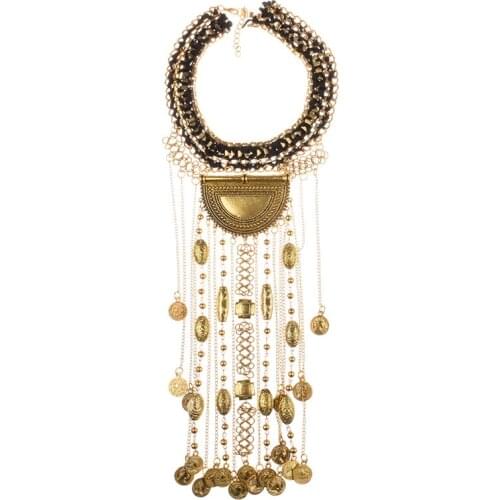 BK Fashion Metal Chokers Jewelry Neck Bib Collar Torques Long Chain Tassels Statement Necklaces Pendants Women Gift