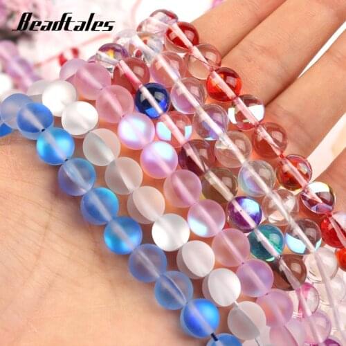 Beadtales 4/6/8/10/12mm Natural Moonstone beads Round Multicolor Loose beads For Jewelry DIY Making Bracelet Accessories 15"