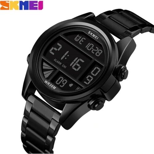 SKMEI Fashion Men Watch Creativty Digital Watch 3Bar Waterproof Stereoscopic Dial Stainless Steel 12/24 Hour montre homme 1448