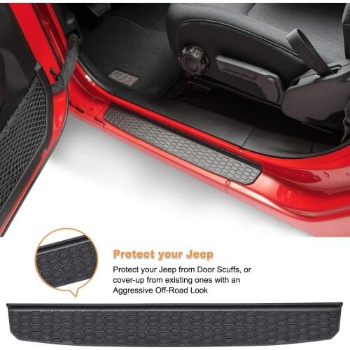 Black Door Sill Guards Compatible for 2018 2019 Jeep Wrangler JL Door Entry Guard Plate Protectors Cover Replace OE 82215394