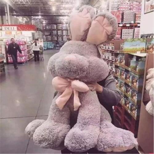 Fancytrader Giant Stuffed Bunny Toy Soft Plush Animals Rabbit Doll Gray Birthday Christmas Gifts for Children
