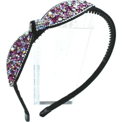 Korean Colorful Rhinestone Crystal Headband Bow Fashional High Quality Plastic Hair Accessories for Cute Women Girls Easter
