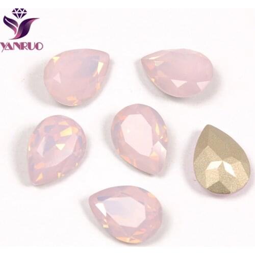 YANRUO Teardrop Rose Water Opal Claw Crystals All for Needlework Sewn Rhinestones Glass Sewing Ornaments Diamond Stones