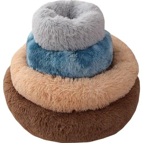 Round Plush Dog Bed Sleeping Bag Kennel Cat Puppy Sofa Bed Pet House Winter Warm Beds Cushion for small dogs legowisko dla kota