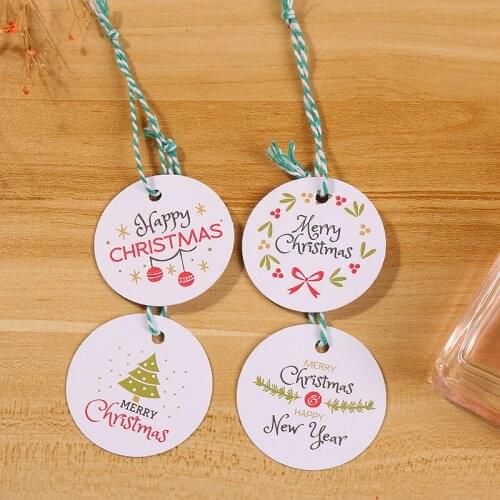 Cute Kraft Paper Gift Tags Merry Christmas Labels Handmade For DIY Xmas Party Decorations Happy New Year Packaging Hanging Paper