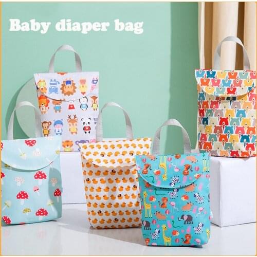 Reusable Waterproof Baby Diaper Bag Organizer Fashion Prints Wet/Dry Cloth Bag Mummy Storage Travel Nappy Bag Reusable Washable