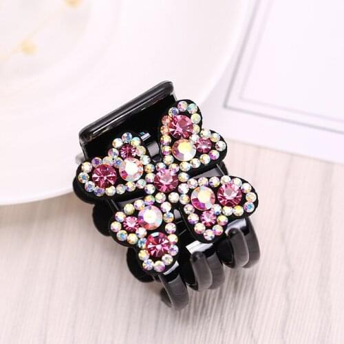 Simple Girl Headwear Crystal Rhinestone Clover Hair Claws for Women Fashion Acrylic Ponytail Holder Clip Hair Accessories