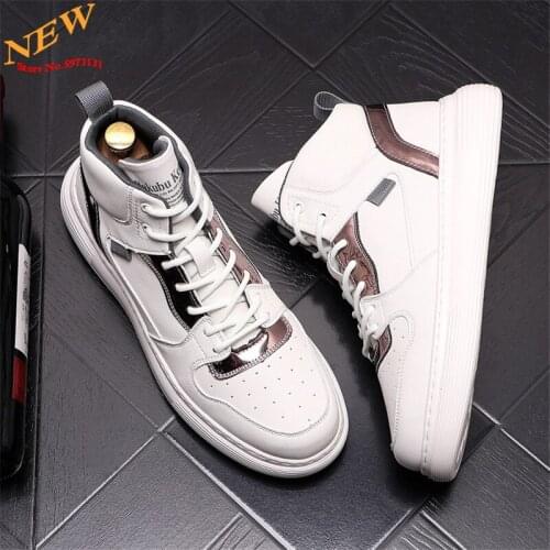 Autumn Men Sneakers Leather Casual board Shoes High tops Height Increasing Shoes Zapatillas Hombre