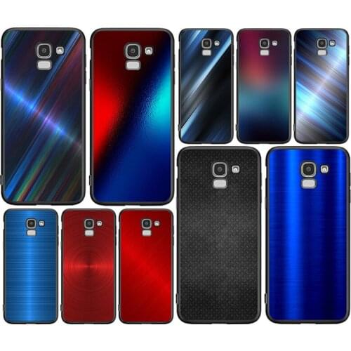 Red Blue Brushed Metal For Samsung J8 J7 Duo J730 J6 J5 J530 J4 J3 J330 J2 Core Star Prime 2018 EU Plus Soft TPU Phone Case
