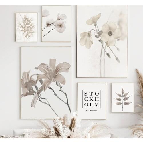 Lily Flowers Leaf Quotes Plant Landscape Nordic Posters And Prints Wall Art Canvas Painting Wall Pictures For Living Room Decor