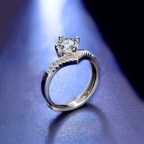 NYMPH Real Moissanite Stone Ring 1.0 Carats D color with 925 Sterling Silver for Women Romantic Engagement Gift