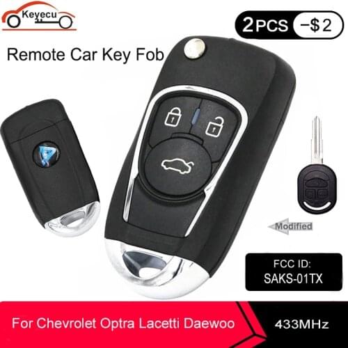 KEYECU Upgraded Flip Remote Key 3 Buttons 433.92MHz 4D60 for Chevrolet Optra Lacetti Daewoo Nubira for Holden/ Ravon SAKS-01TX