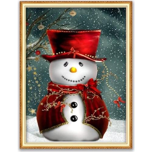 Christmas Snowman DIY Cross Stitch 11CT Embroidery Kits Craft Needlework Set Printed Canvas Cotton Thread Home For Living Room