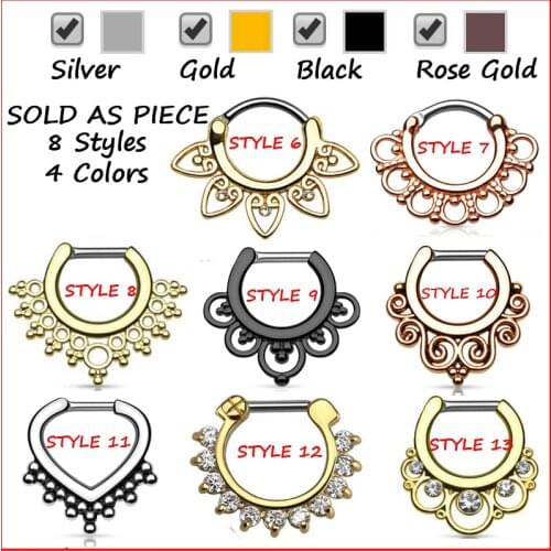 G23 Titanium Tribal Fan Real Septum Clicker Piercing Septo Nose Ring Jewelry 16g Cartilage Earrings