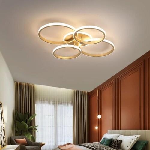 Nordic Gold Luster Led Round Ceiling Chandelier for Bedroom Living Dining Room Kitchen Modern Luxury Design Villa House Decor