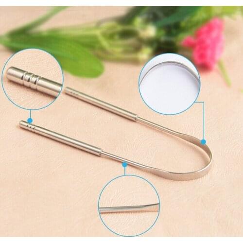1pc Tongue Scraper Stainless Steel Tongue Cleaner For Adults Keep Fresh Breath Improve Oral Hygiene Metal Tongue Brush