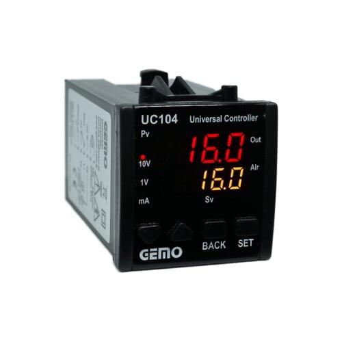 UC104-230VAC-R; Gemo Universal Controller,48*48mm Control Output: RELAY Selectable Analog Input; 0-20mA, 4-20mA, 0-10V, 0-1V