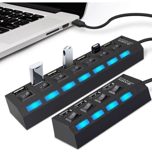 USB Hub 2.0 High Speed Multi USB 4/7 Ports Multiple Expander Micro Hub USB Splitter Adapter Computer Accessories For PC Laptop