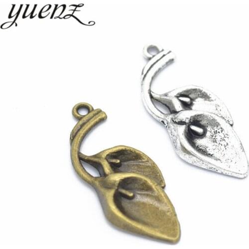 YuenZ 5pcs 2 Colors Antique silver color flower Zinc alloy Jewelry DIY Charms Pendant Necklace,Eearrings 37*15mm Q156