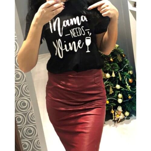 Mama Needs Wine T Shirt Summer New Fashion Women Shirt Mom Gift Tees Tops Slogan Funny Goth Vintage Grunge Aesthetic Tshirt