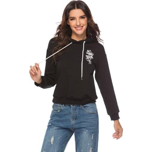 Womens Spring Winter Hoodies Long Sleeve Sweatshirts Letter flora combination printing Drop-shoulder hooded sweatshirt
