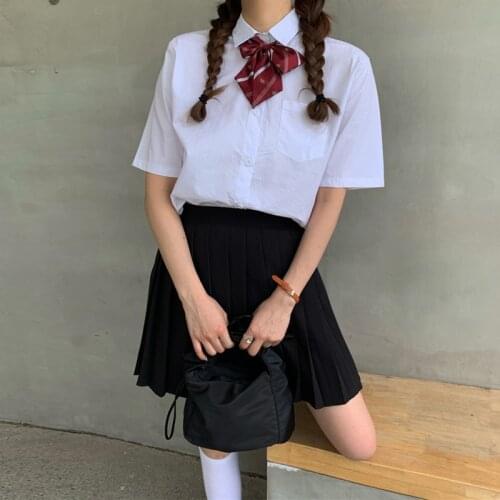 Female Suit 2020 Summer New Short-Sleeve Shirt + High-Waisted Skirt Pleated japanese fashion school jk uniform