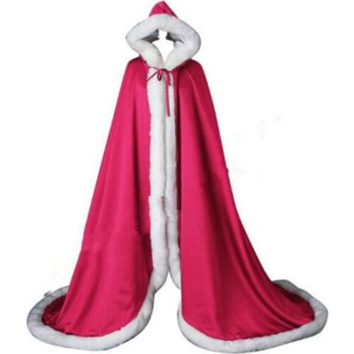 Winter Hoody Cloak Vintage Bridal Wedding Hooded Cloak Cape Fur Trim Wedding Cloak Christmas Accessories Shawl Cloak