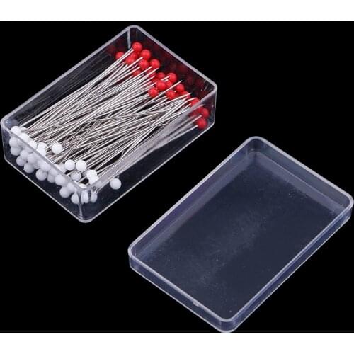 100 Pieces Red White Glass Head Pins Weddings Corsage Dressmaker Pins Round Ball Pearl Head Sewing Straight Quilting Pins
