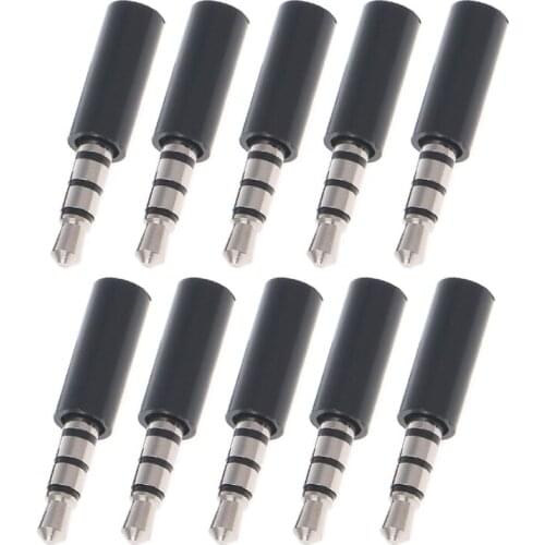 10x Gold Plated 4 3.5mm Male Stereo Earphone Headphone Jack Plug Soldering L4MB