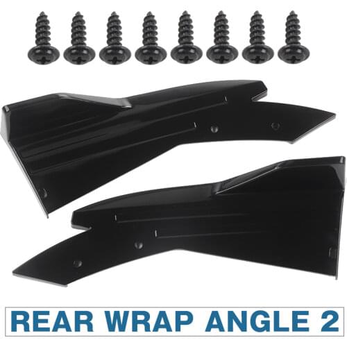2pcs Gloss Black Car Auto Rear Bumper Spoiler Diffuser Wrap Angle Splitter Canards Rear Lip Wrap Angle Splitters Accessories