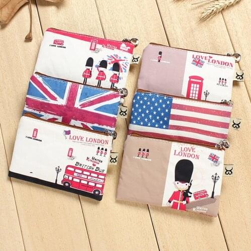 2017 Top Quality Creative Cute Cartoon Coin Purse Girl Canvas Zipper Change Wallet England Card Holder In Stock