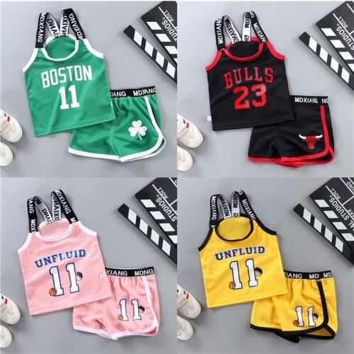 2021 Brand Sports Girl Clothing Sets Children Sleveless Vest T-shirts + Shorts Tracksuit Sports Basketball Clothes Set Summer
