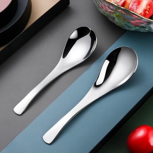 3 Size Thickened Earl Stainless Steel Spoon Ice Cream Dessert Fruit Salad Soup Scoop Kitchen Cutlery Fashion Silver Tableware
