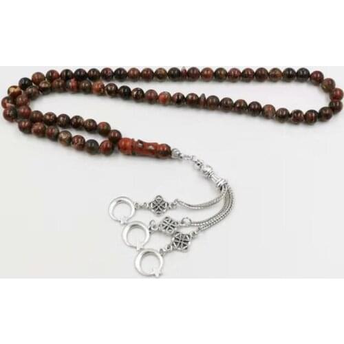 66Beads Natural Red obsidia Tasbih Mans Muslim rosary misbaha Turkey pendant prayer beads Eid gift Islamic Accessories Bracelet