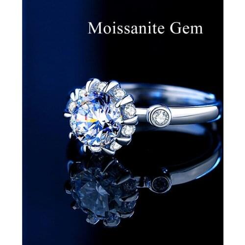 925 Sterling Silver Ring for Women Moissanite Zircon Engagement Women Ring Resizable Couple Bride Wedding Jewelry Accessories