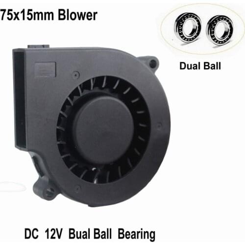 PROMOTION!1 Piece Gdstime DC 12V 2Pin Dual Ball Blower Fan 75mm x15mm DC 12V 0.16A 2Pin Computer PC Blower Cooling Fan