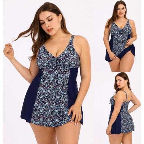 Bikini 2021 Swimsuit Women Sexy Boho Print Tankini Set Two Piece Swimsuit Plus Size Swimwear Купальник Больших Размеров