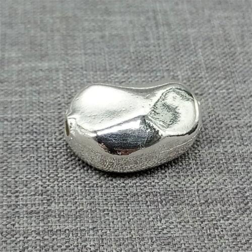 925 Sterling Silver Shiny Nugget Bead Bean Style for Bracelet Necklace