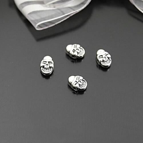 C209)50 pieces 6x9mm Antique Silver Zinc Alloy Skull Spacer Bracelet Beads Jewelry Findings Accessories