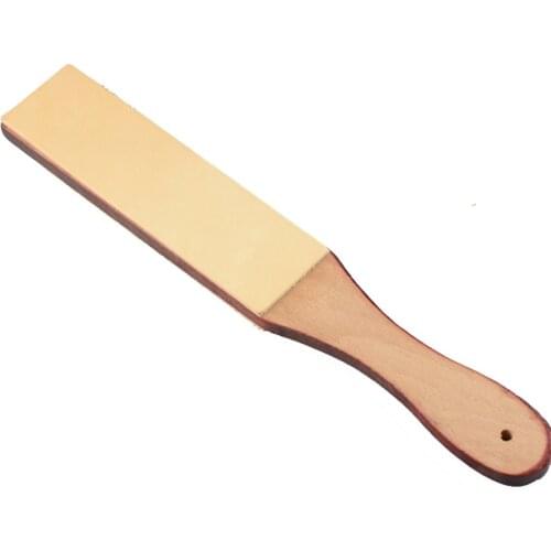 Wood Handle Double Sided Leather Sharpening Strop For Razors Polish Compouns for Shaving Razors Leather Sharpening Tools