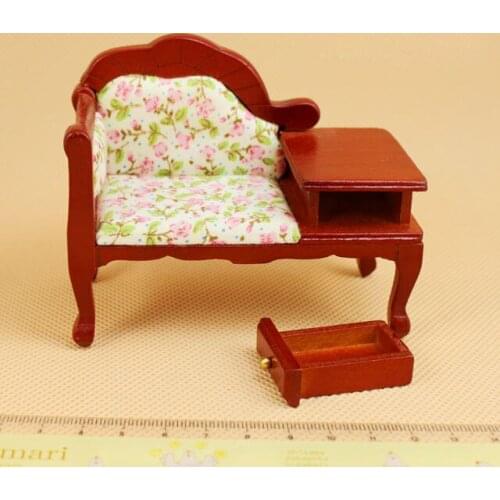 G05-X062 children baby gift Toy 1:12 Dollhouse mini Furniture Miniature baby wooden coffee sofa chair 1pcs