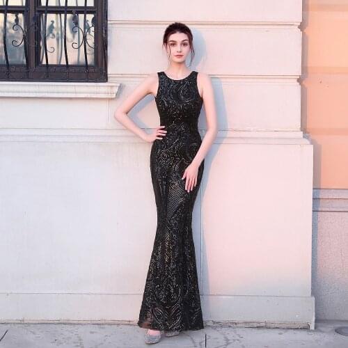 Sequined Fishtail Long Evening Dress Car Model Exhibition Performance Event Banquet Etiquette Dress Formal Dress Women Elegant