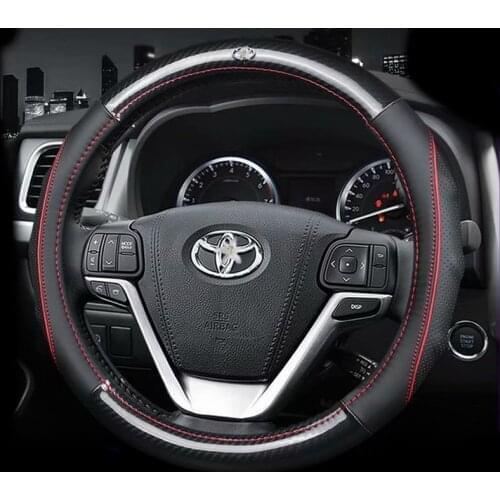 For Toyota Camry Corolla Axio Altis Rav4 4Runner C-HR Fortuner Harrier Highlander Car Genuine Leather Steering Wheel Covers 38cm