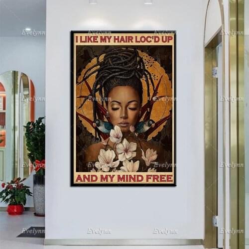 Dreadlock Black Girl And Parrots Retro PosterI Like Hair Loc'd Up And My Mind Free Wall Art Prints Home Decor Canvas Unique Gift